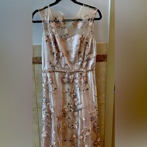 Emma Stone size 6 floor length dress, embroidery and sequins,from Neiman Marcus.